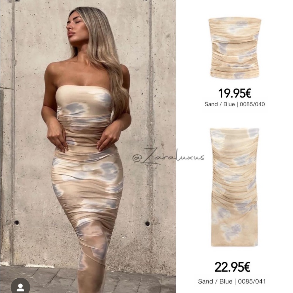 Zara Printed Tulle Top and Printed Tulle Skirt Set